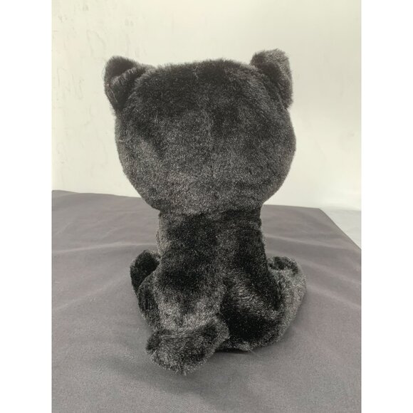 Kellytoy 2017 12” Cat Plush Black Halloween Purple Bow Plastic Eyes Scuffed - Picture 3 of 7